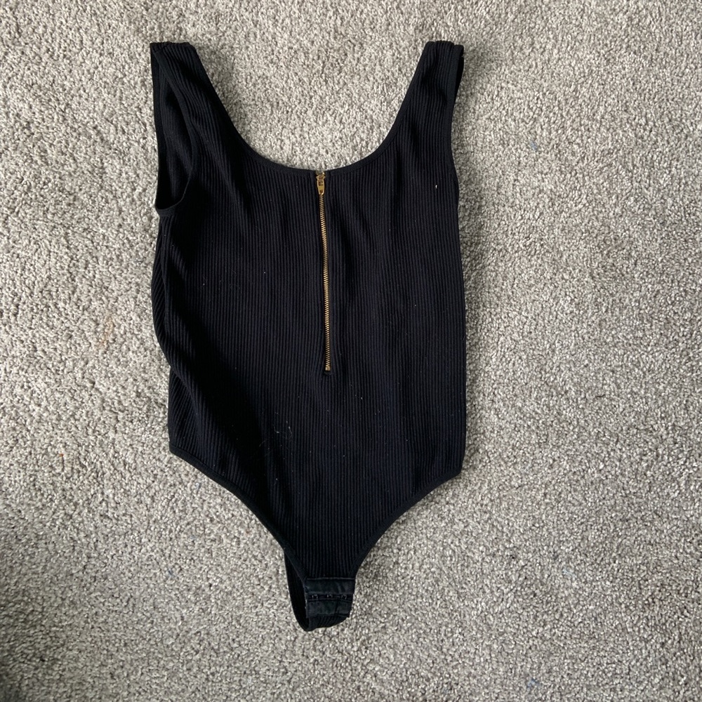 Black Zip Front Bodysuit